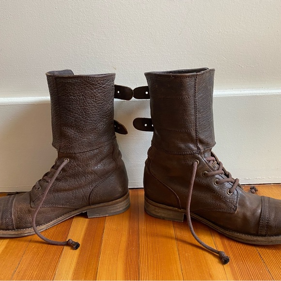 All Saints distressed brown leather boots - Picture 8 of 8